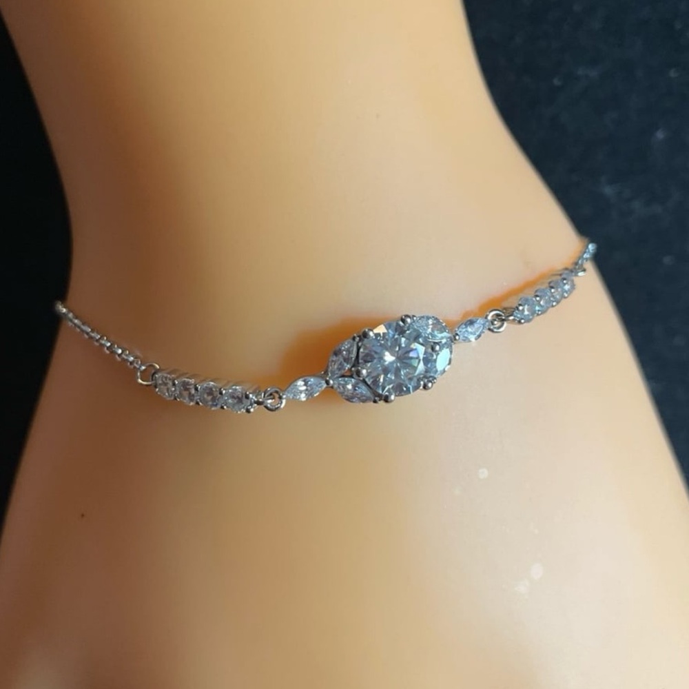 Beautiful White Moissanite 925 Slide Bracelet. Up to 8”